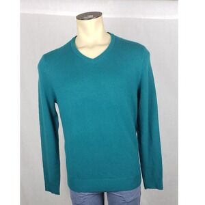 The Commons Men L Peacock Green 100% Cashmere Sweater Cozy Holiday Giftable